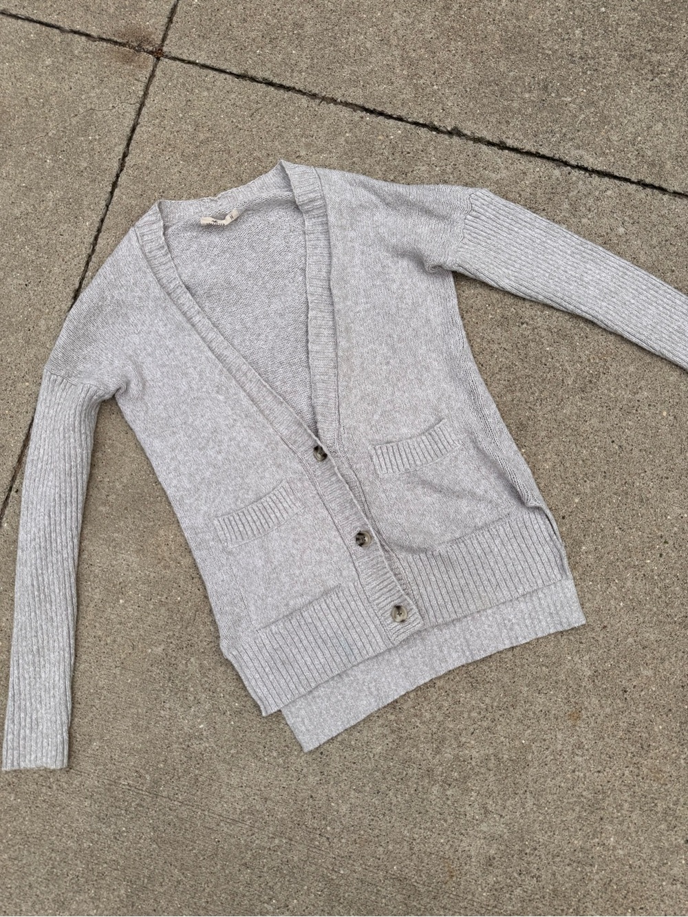 Hollister Light Gray V-Neck Button Cardigan